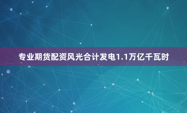 专业期货配资风光合计发电1.1万亿千瓦时